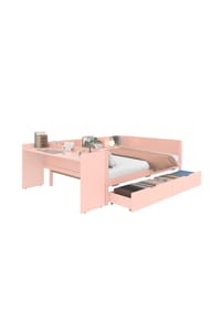 KOMHTOM - Doppelbett 140x200cm mit 2 Schubladen, Rosa - Rosa