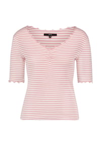 zero - Halbarm-Shirt mit Raffung - Blue/Cream