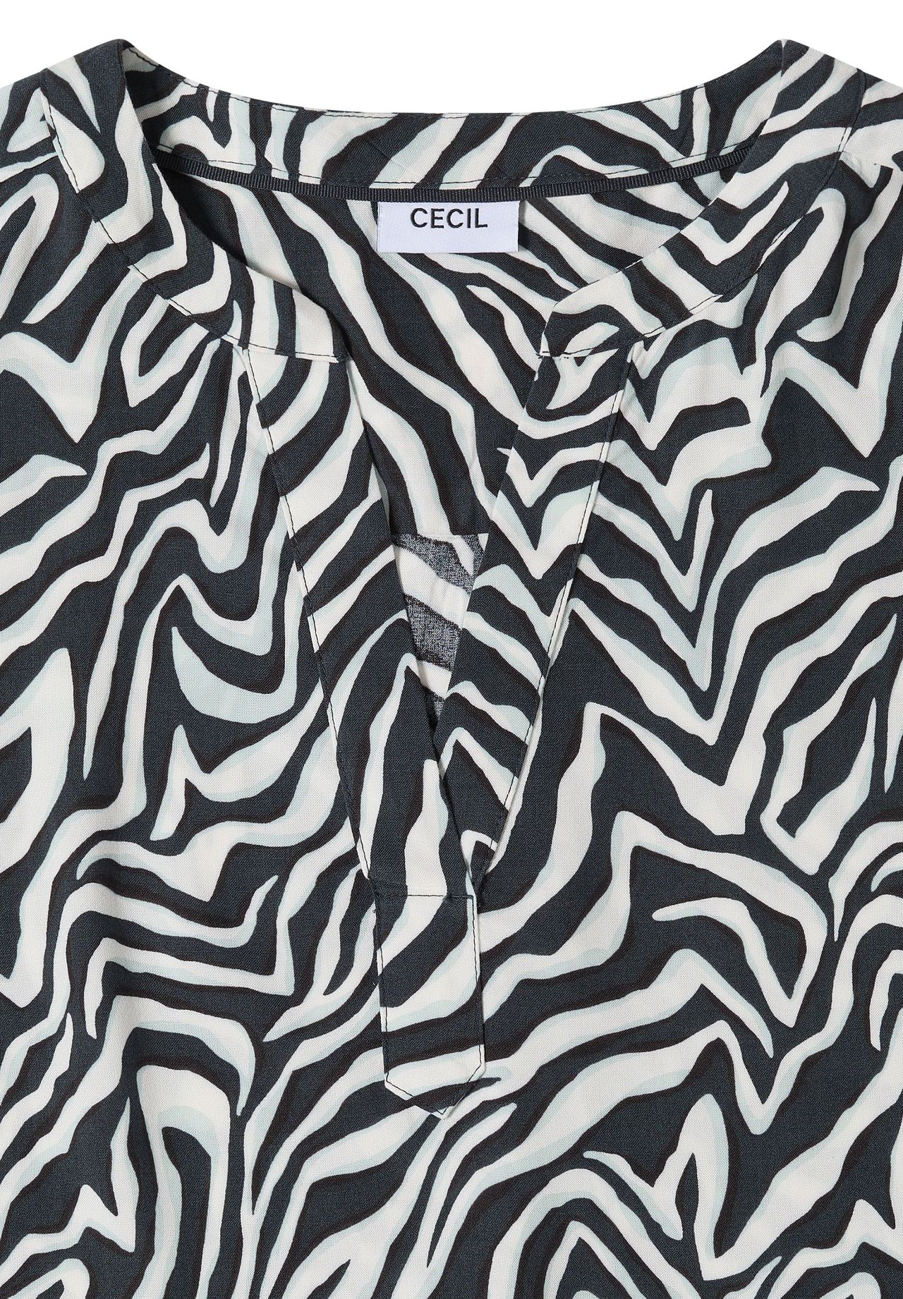 Cecil Shirtbluse, Split-Neck, FüR Damen, GrüN|Weiß, S