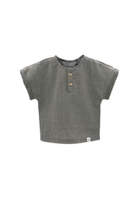 maximo® - GOTS BABY BOY-Hemd, Kurzer Arm Musselinstoff - altindigo-weiß-streifen