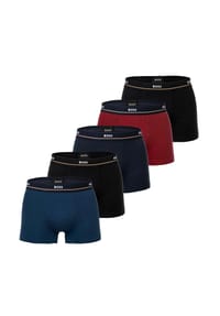 BOSS - Herren Boxershorts, 5er Pack - Essentials Trunks, Logo, Baumwollmischung - Schwarz