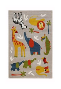 SMART KIDS - Kinderteppich Benny & Friends - Moderner Spielteppich mit Konturenschnitt - bunt beige meliert