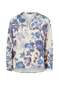BETTY BARCLAY - Schlupfbluse mit Blumenprint - Beige/Blau