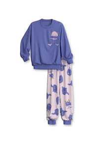 CALIDA - Kinder Bündchen-Pyjama aus reiner Bio-Baumwolle Toddlers Monsters - violet storm