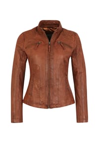 7eleven - Lederjacke Bozen in klassischem Design - tobacco
