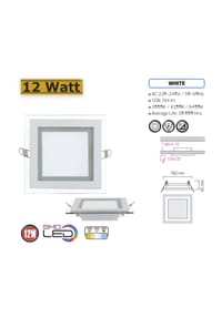 COFI - 12W LED Glas Einbaustrahler Ø160x160mm Kaltweiß 6500K Deckenleuchte - Mehrfarbig OneSize