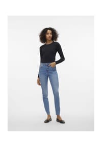 VERO MODA® - Langarmshirt Chloe, Bündchen, für Damen - 175598 SNOW WHITE