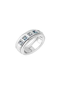 CELESTA® - Ring 925 Silber rhodiniert Blautopas 925/- Sterling Silber 7 Blautopas beh. - Silbergrau