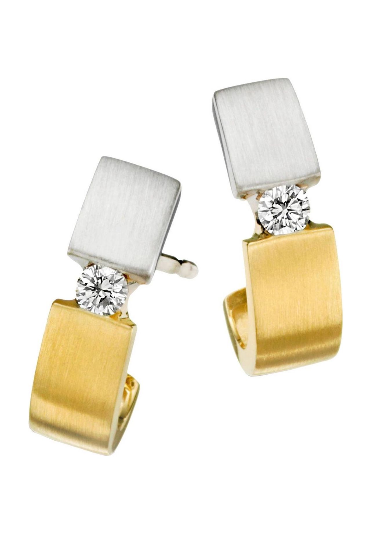 MONCARA Damen Ohrstecker, 375er Gelbgold mit 2 Diamanten, zus. ca 