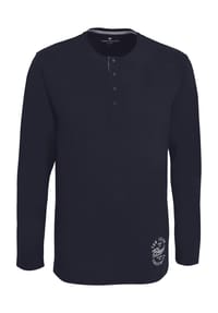 TOM TAILOR - Mix It Up! Loungewear-Oberteil, Henley-Ausschnitt, Baumwolle, für Herren - 630 NAVY