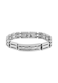 Adelia's Bold Style - Armband – Gliederarmband aus Edelstahl mit Zirkonia 21 cm - silber