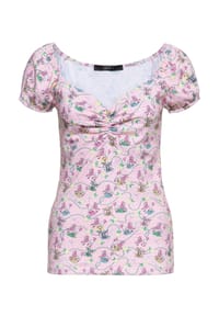 QUEEN KEROSIN - T-Shirt mit vintage All-over-Print Poodle - pink