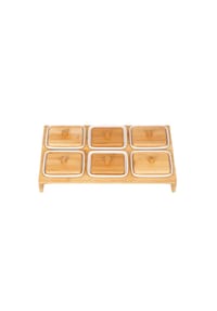 Cheffinger - 6-teiliges Bambus Snackschalen-Set mit Deckel – Stilvoll & Praktisch - Holz 36 x 21 x 8 cm