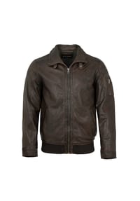 JILANI - Herren Lederjacke Pilotenjacke Lammnappa braun - braun
