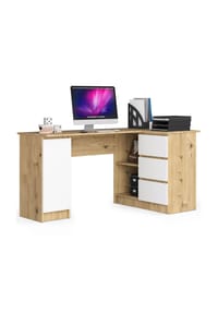 Akord - Eckschreibtisch B20 mit 1 Tür und 3 Schubladen, rechts - artisan-eiche