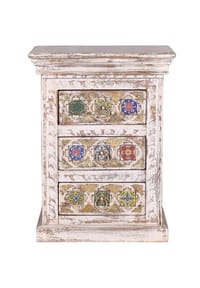 GINER & COLOMER - Nachttische aus Mangoholz, 45 cm, moderner mediterraner Stil – 60 x 45 x 35 cm - weiß