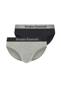 bruno banani - Flowing Slip, 2er-Pack, Logo-Bund, für Herren - 1782 SCHWARZ/GRAU