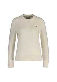GANT - Damen Strickpullover - CLASSIC COTTON C-NECK, Rundhals, Feinstrick, Baumwolle - Blau (Dusty Navy)