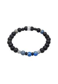 KUZZOÍ - Armband Herren Lava Achat Edelstein Bead 925 Silber - Silber