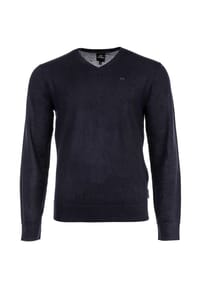 ARMANI EXCHANGE - Herren Strickpullover - Schurwolle, V-Neck, Logo, einfarbig - Blau