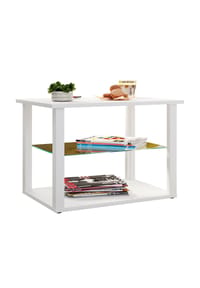 VCM. - Holz Beistelltisch mit ESG-Sicherheitsglas | Couchtisch schlicht | Maße ca. H. 45 x B. 65 x T. 45 cm | Wohnzimmertisch | Kaffeetisch - Wanilo M - Anthrazit