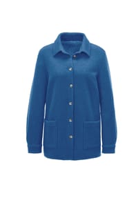 GOLDNER - Kurzgröße:  Lässige Wolljacke mit Hemdkragen - atlantikblau
