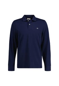 GANT - Herren Poloshirt - REGULAR SHIELD LONGSLEEVE PIQUE RUGGER, Langarm, Logo - Blau