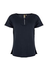 ROADSIGN® australia - Damen T-Shirt Clean Line mit Knopfleiste, elastischer Stoff, bequem & zeitlos - navy