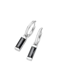 GIORGIO MARTELLO MILANO - Klappcreolen mit Behang, Zirkonia weiß und schwarz, Silber 925 - schwarz/weiß