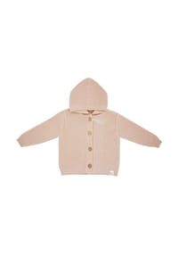 maximo® - GOTS BABY-Strickjacke , LL Kapuze, Knöpfe - beigemeliert