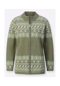 Sieh an! - Jacquard-Strickjacke - khaki-ecru-gemustert