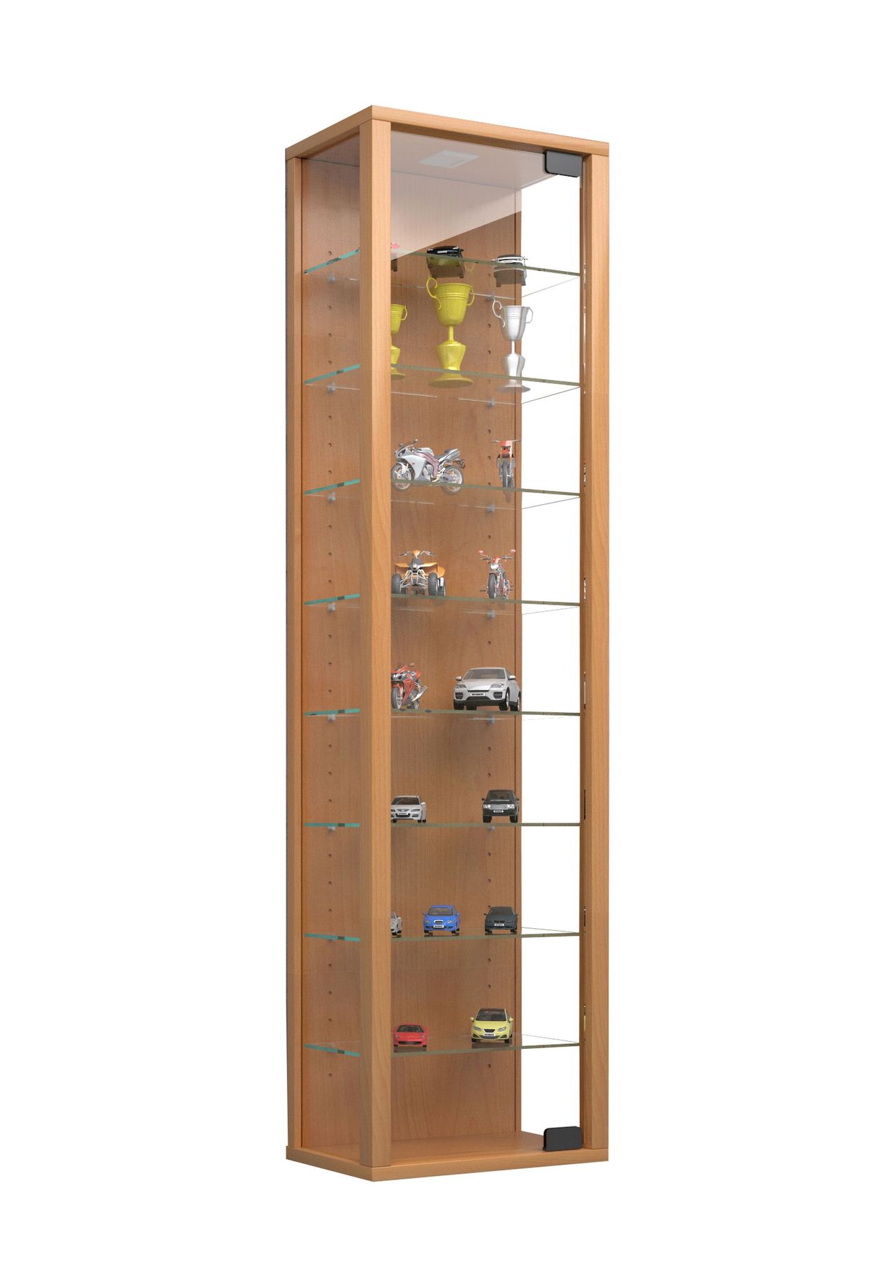 VCM Glasvitrine Stehend Kavisa L - ESG-Sicherheitsglas H. 115 X B. 50 X T. 38 Cm, Moderne Standvitrine, Platzsparend