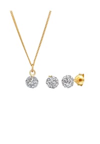 elli. - Schmuckset Basic Elegant 925 Silber, Mit Kristallen Von Swarovski® - Gold