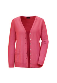 GOLDNER - Kurzgröße:  Uni Merino-Cardigan Langarm - gelb