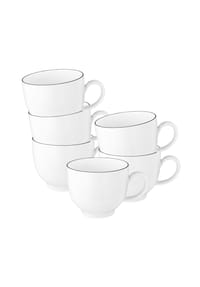 Seltmann Weiden Kaffeetassen Lido Black Line 220 ml 6er Set weiß - LIDO BLACK LINE - weiß