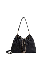 L.CREDI - PARTHENA Schultertasche, Kunstleder, Reißverschluss, für Damen - SCHWARZ