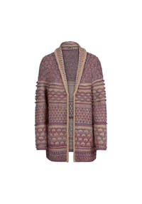 GOLDNER - Kurzgröße:  Jacquardstrickjacke mit Schalkragen - bunt / gemustert