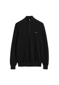 GANT - Herren Pique-Strickpullover mit Zip-Kragen - COTTON PIQUE HALF ZIP, Baumwolle - Schwarz