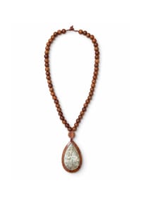 collezione alessandro® - Lange Kette Luna aus Holz und echten Muscheln - braun