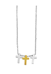Adelia's - Edelstahl Schmuckset Kreuz mit Ohrringe + Halskette + Anhänger silberfarben - gold