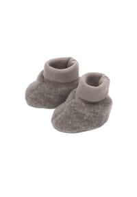maximo® - GOTS BABY-Schuhe, Wollfleece Strickbund - braunmeliert