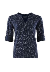 STOOKER® - MARIE PRINT Damen T-Shirt 3/4-Arm - blue ikat aop