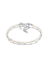 elli. PREMIUM - Armband Kugelkette Süßwasserperlen 2Er Set 925 Silber - Gold