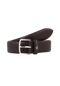LACOSTE - Embossed Monogram Gürtel Leder - dark brown