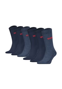 Levi's® - Herren Socken 6er Pack- Regular Cut Batwing, ECOM, Logo, einfarbig - Blau