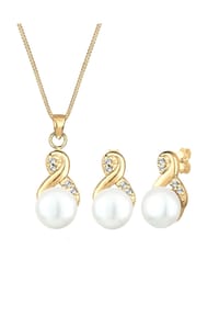 elli. - Schmuckset Infinity Perlen Kristalle 925 Silber - Silber