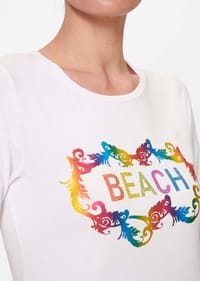 MADELEINE - Shirt mit Foilprint und Zierplättchen - creme / multicolor