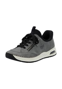 rieker - Lederimitat Sneaker - Grau/Schwarz