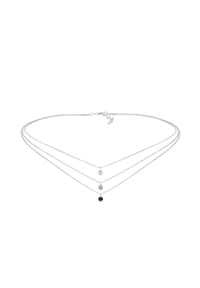 elli. - Halskette Choker Layer Grau Schwarz 925 Sterling Silber, Mit Kristallen Von Swarovski® - Rosegold