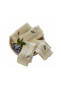 LOBERON - Serviette 4er Set Taralga creme/blau - creme/blau